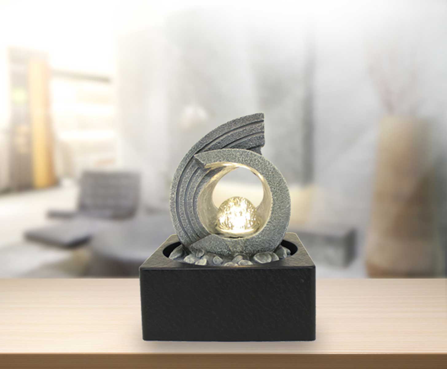 FoArchi antiekgrijze LED binnen-/tafelfontein, 24 cm, 11113
