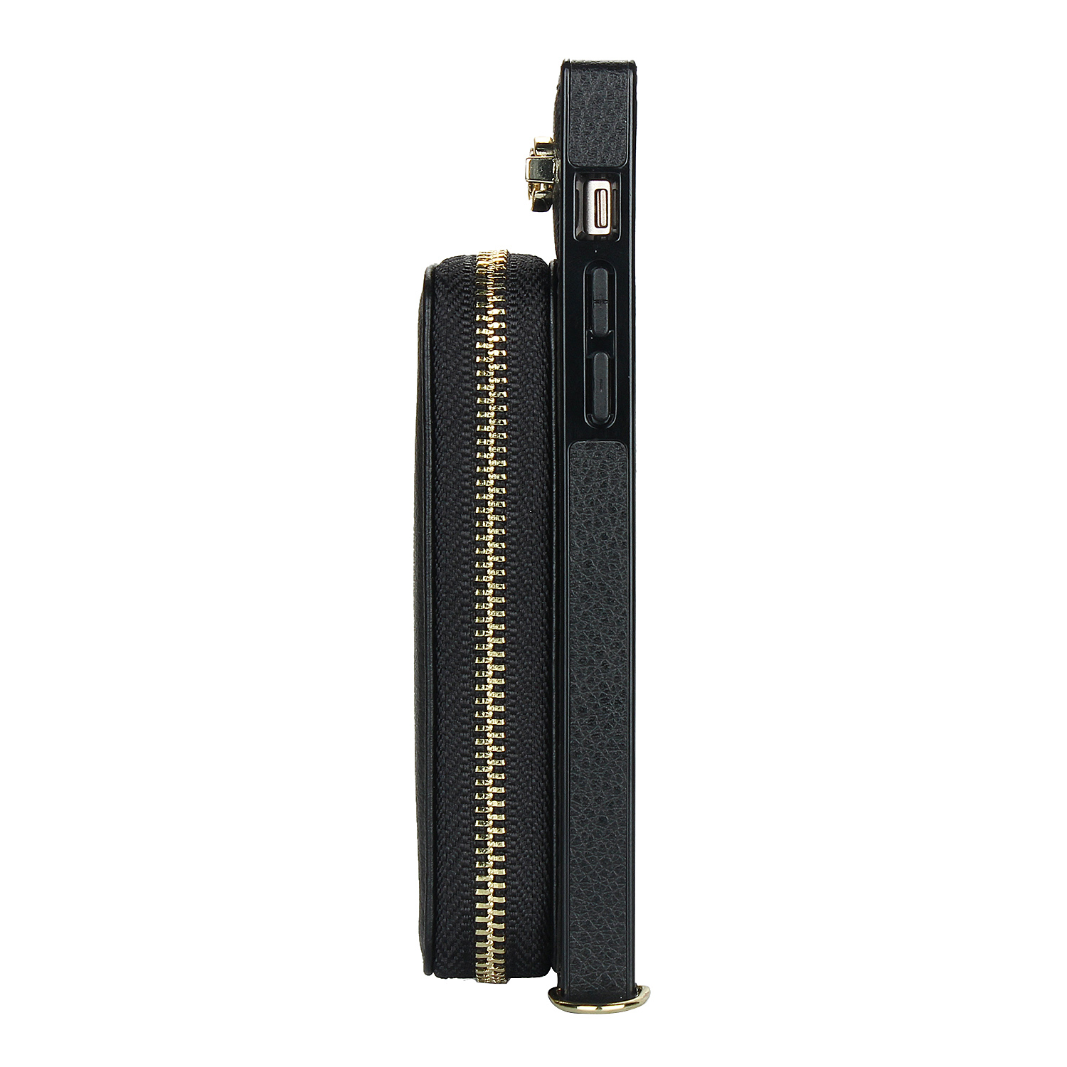 iPhone SE (2022/2020) / 8 / 7 / 6S Necklace Leder Schutz Hülle mit Kartenfächer   Handykette (140cm) - Schwarz
