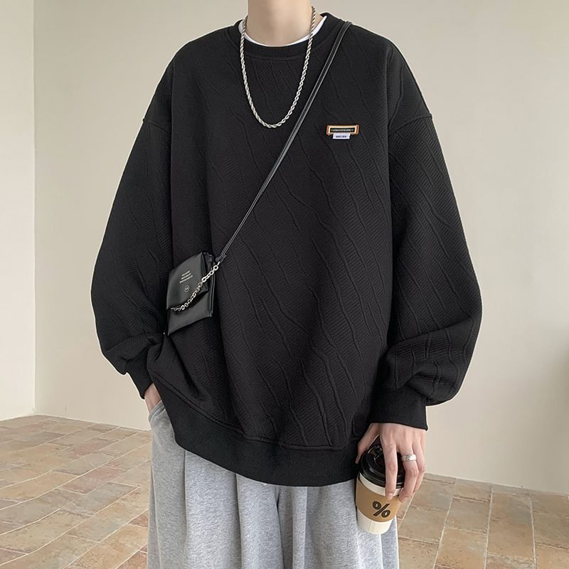Lingaris - Oversized sweatshirt met ronde hals en effen applicatie
