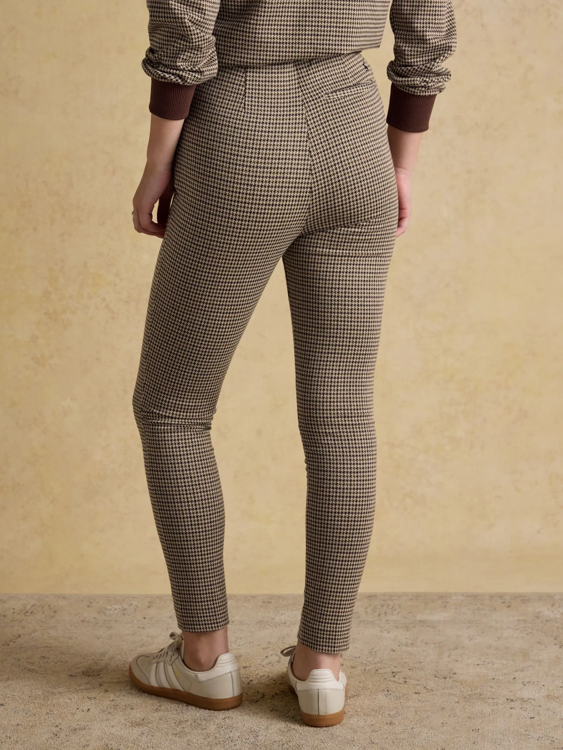 Joules Mia Geruite Skinny Elastische Broek met Ritsgulp.