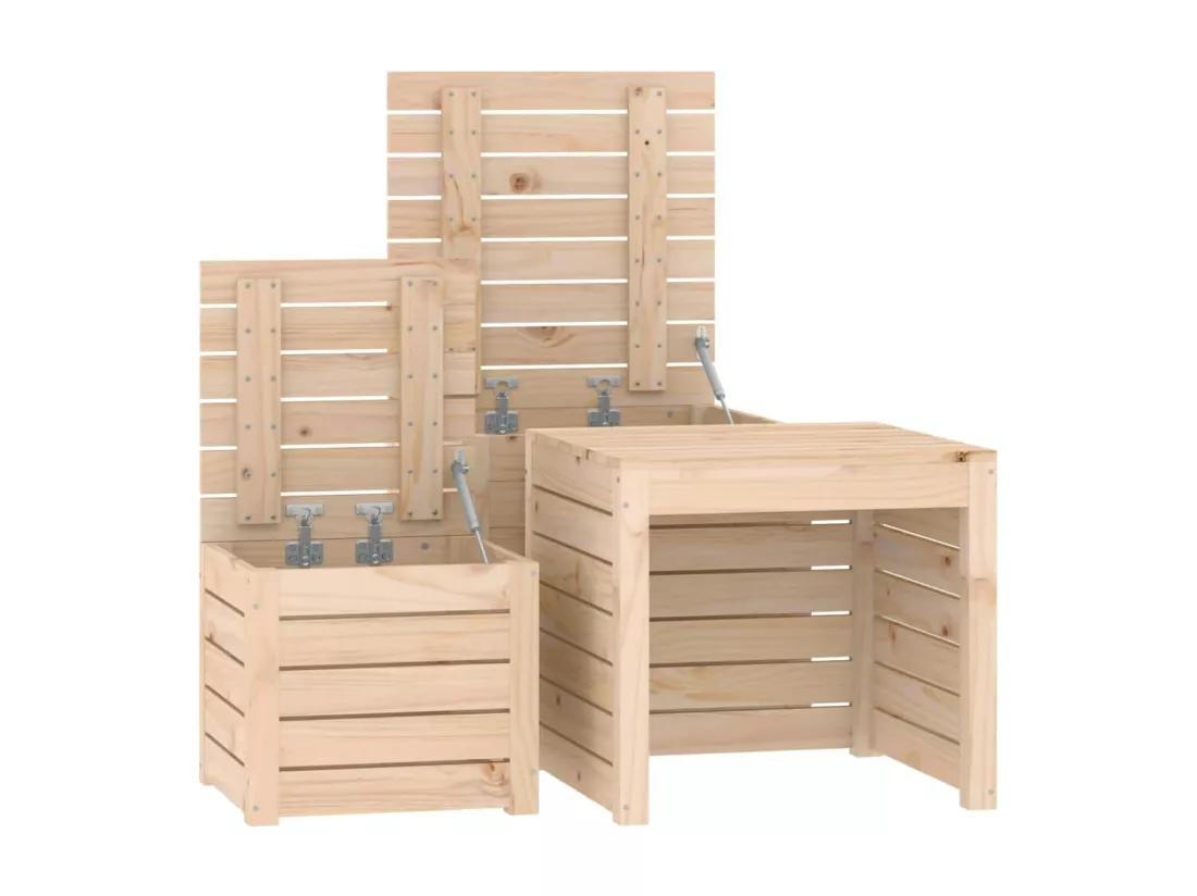 Ensemble de boîtes de jardin 3 pcs bois de pin massif