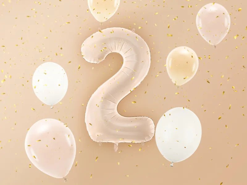 2 Jaar Cijfer Ballon Beige 72cm