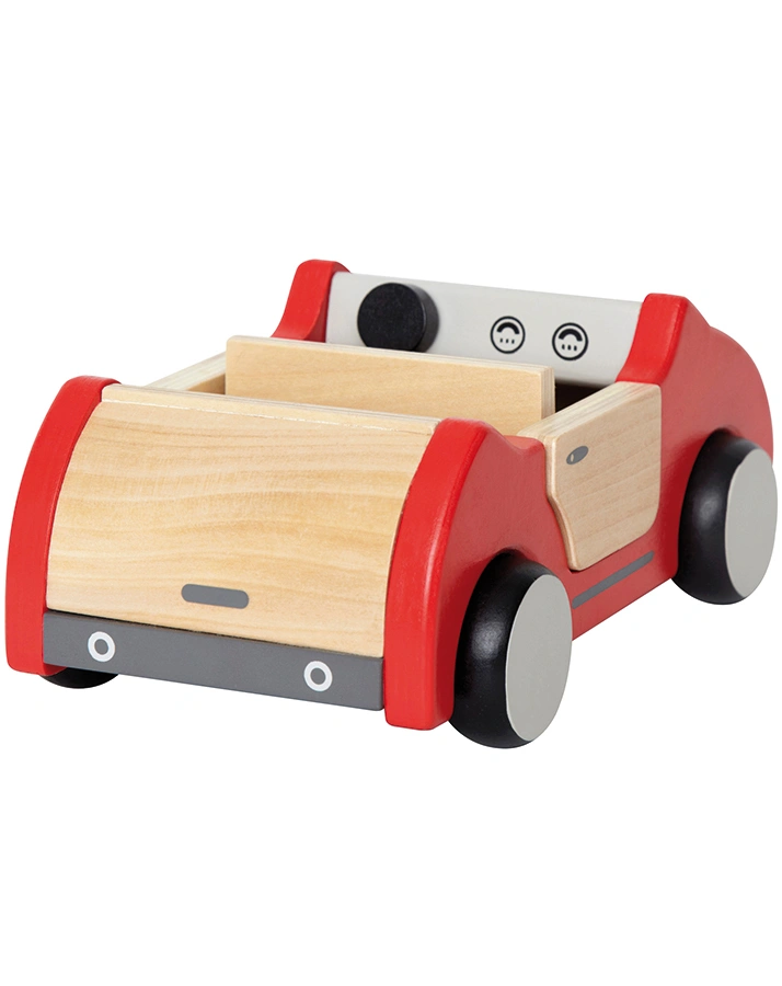 Familienauto aus Holz in bunt