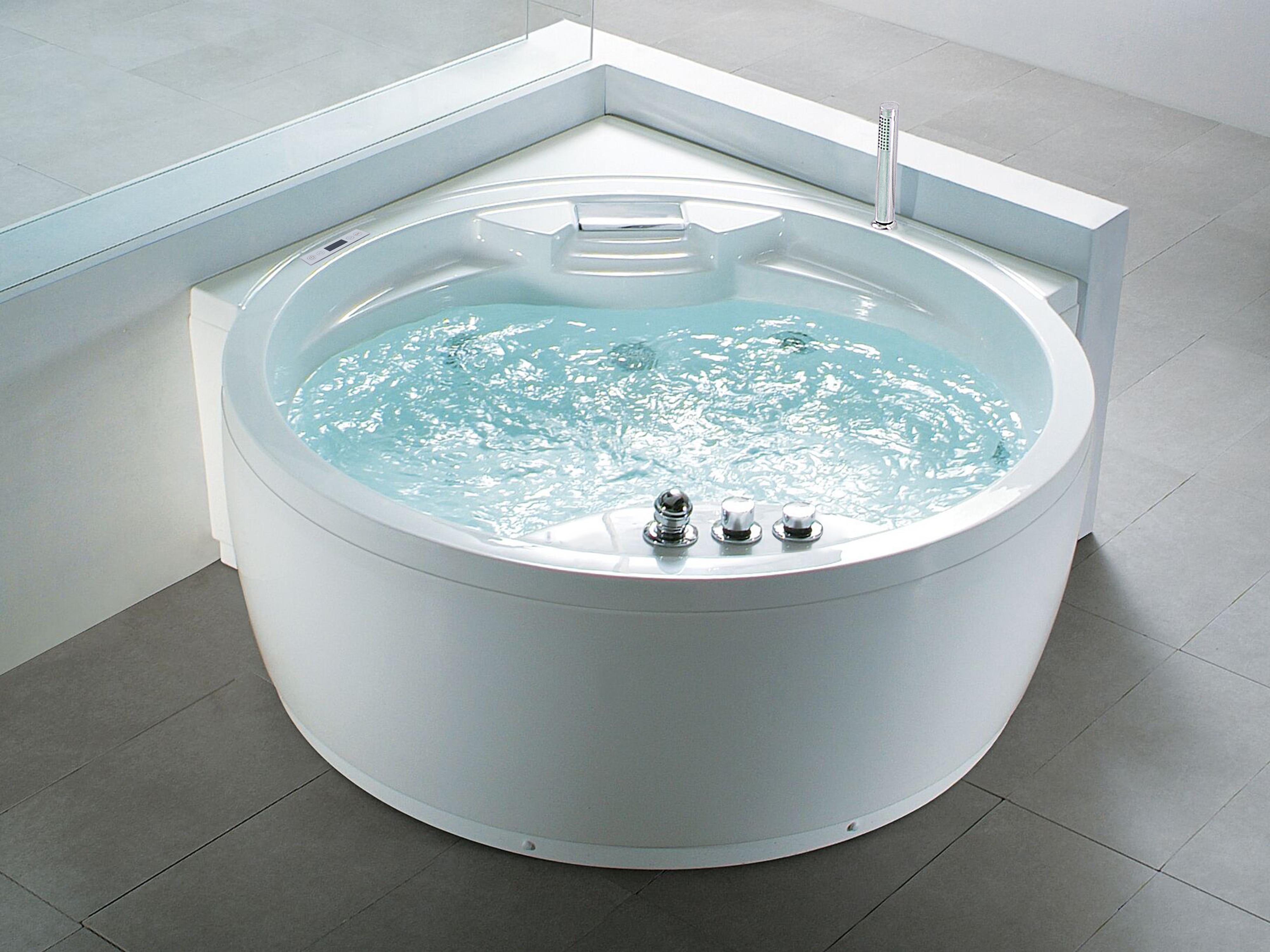 Hoek bubbelbad met LED MILANO met ingebouwde Bluetooth speaker 181 x 150 cm Wit