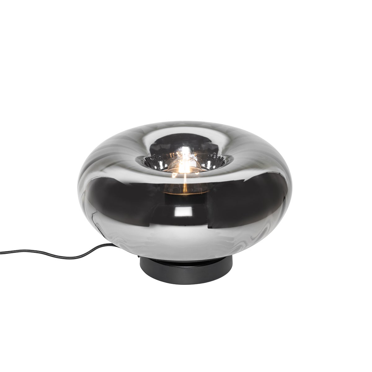 Art Deco tafellamp, zwart met gerookt glas - Ayesha