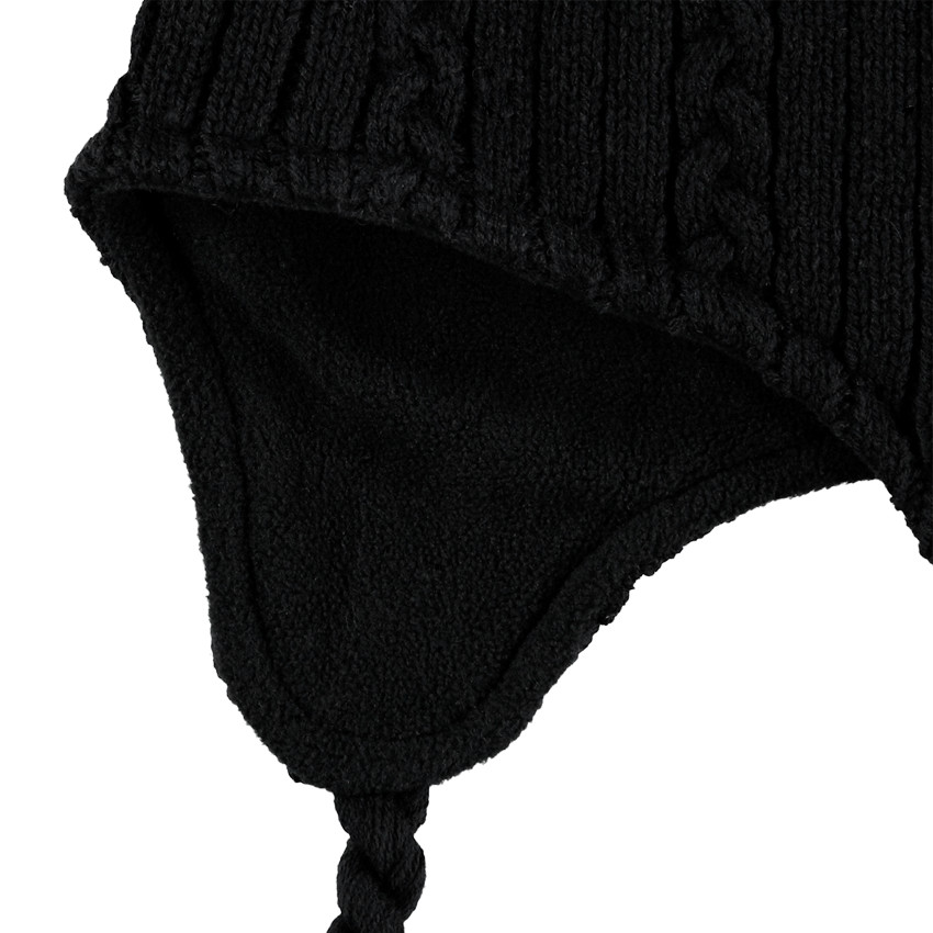 Bonnet péruvien en tricot doublé polaire avec pompon