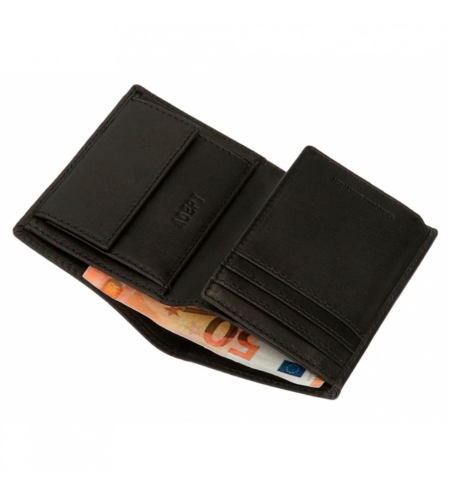 Carteira vertical Joumma Bags Adept Jim com porta-moedas, preta - 8,5 x 11,5 x 1 cm -