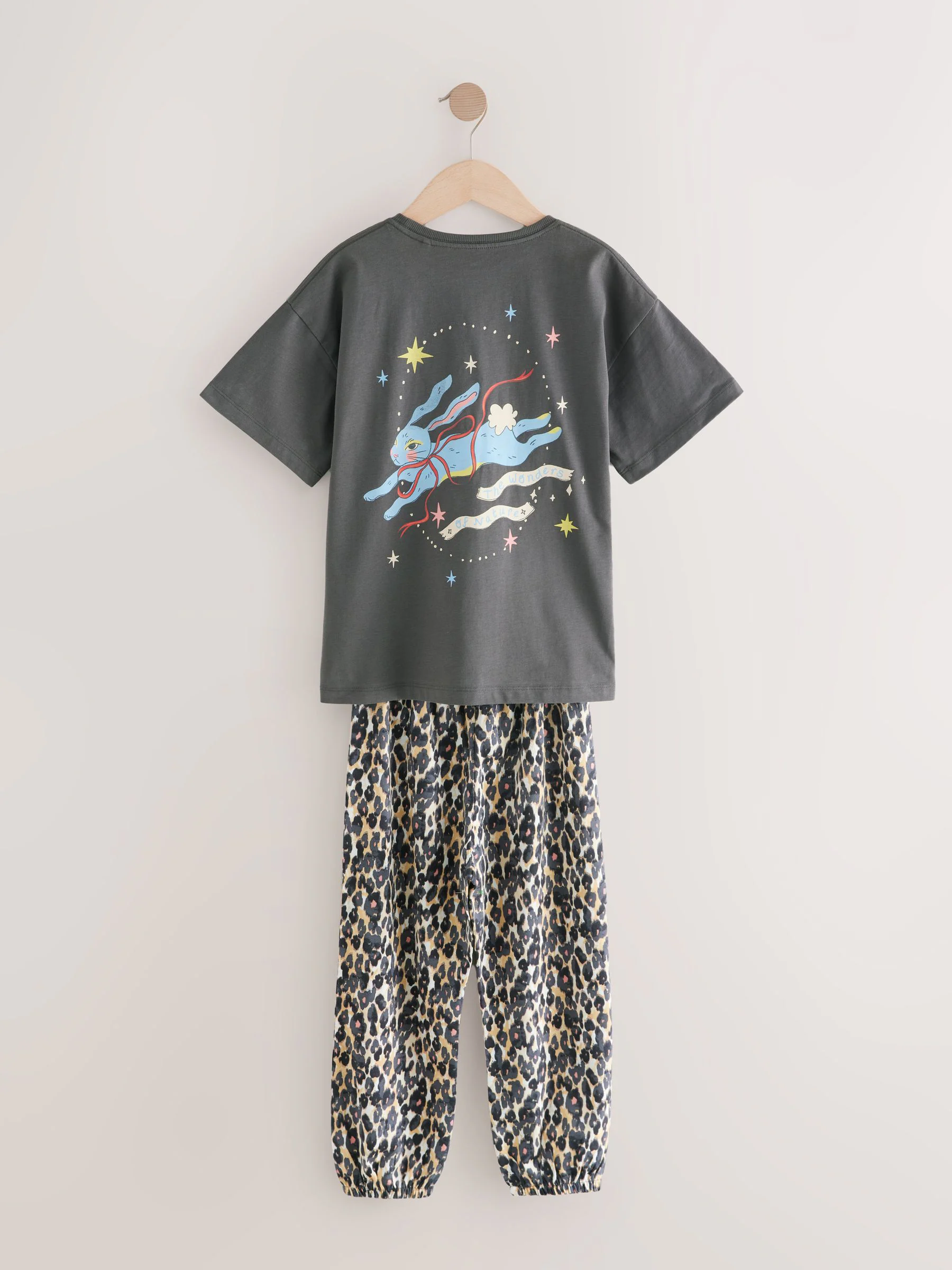 Charcoal Grey Cat Print - Verpakking van 2 pyjama's met joggingbroek (3 - 16 jr)