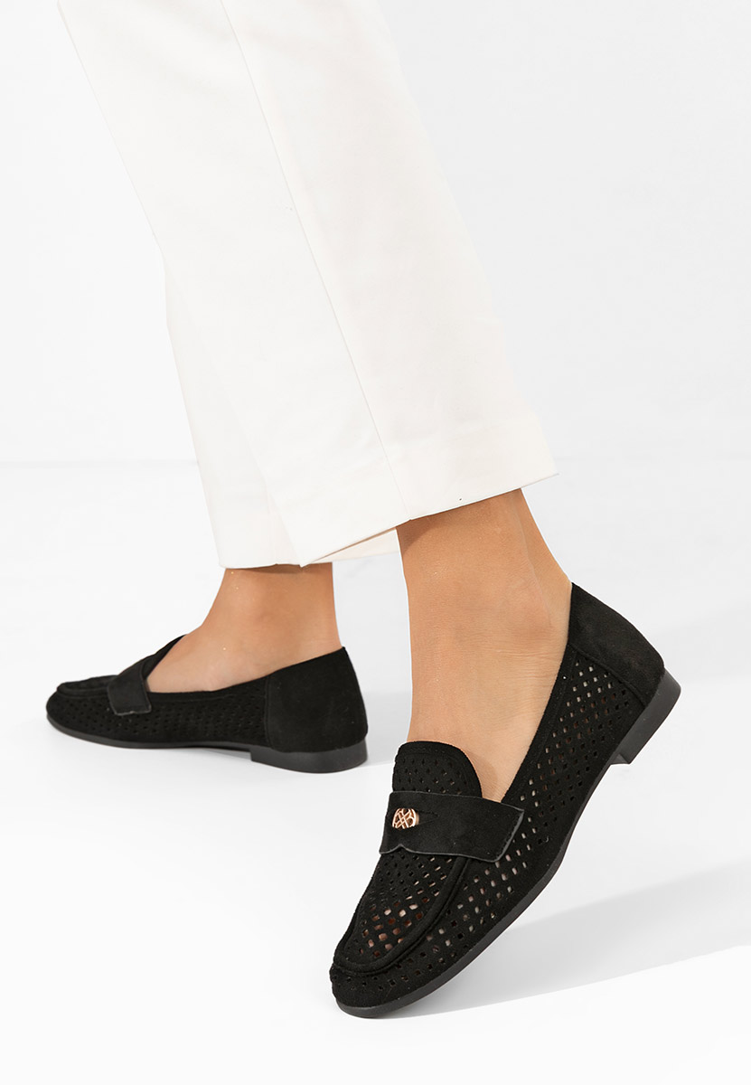 Mocassins d été femme noirs Damaris