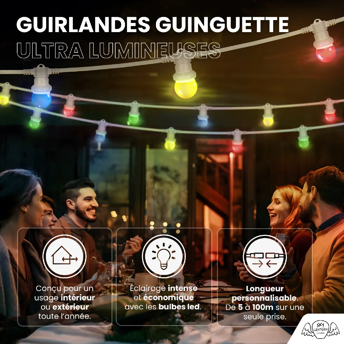 SkyLantern Kit Guirlande Guinguette 40M Multicolore