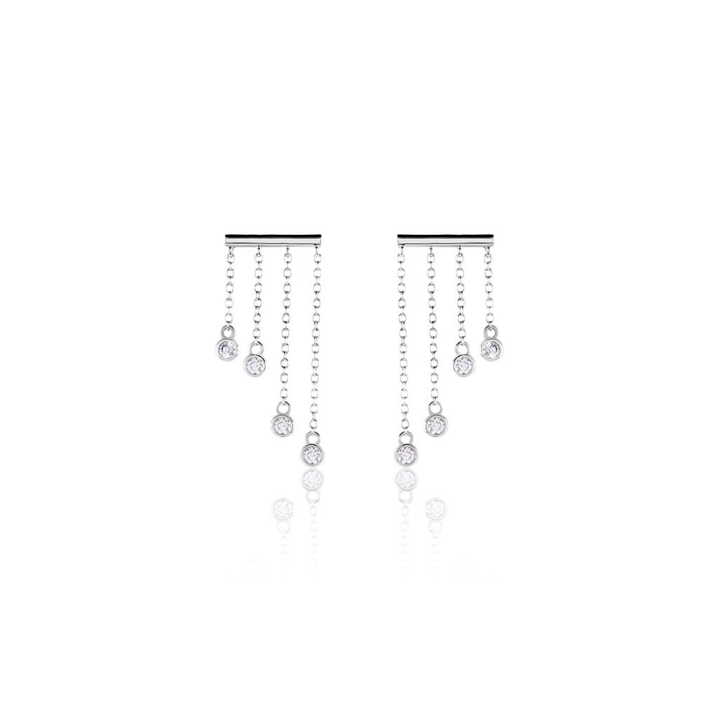 Boucles D'oreilles Pendantes Argent Blanc Edvard Oxydes De Zirconium