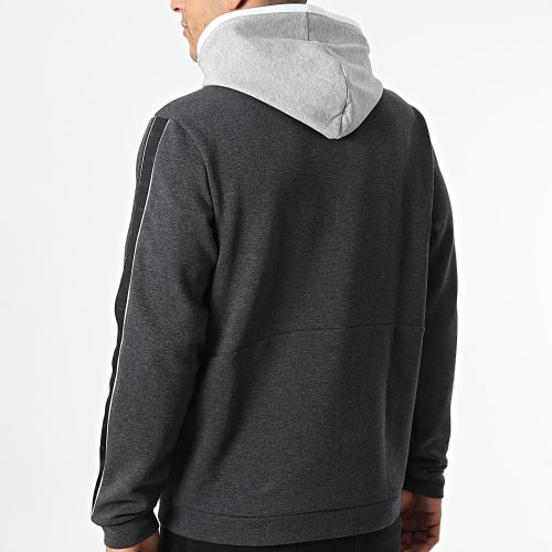Sweat Zippé Capuche A Bandes 50477042 Gris Chiné Gris Anthracite Chiné