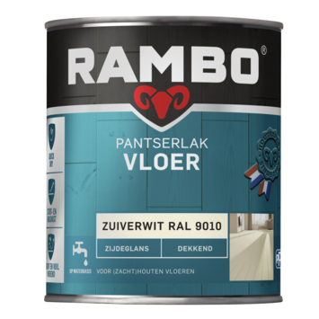Rambo Pantserlak vloer acryl zijdeglans dekkend RAL 9010 zuiverwit 750 ml