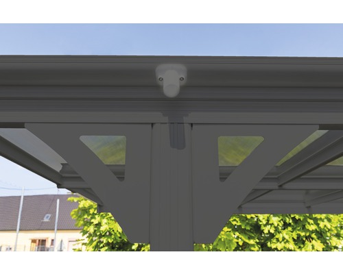 Enkele carport WESTMANN plat dak 6 mm dubbelwandige polycarbonaatplaten 15 m² incl. regengoot 305 x 503 cm antraciet