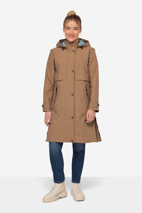 Funktions-Regenmantel, Kapuze, 2-Wege-Zipper, Futter aus recyceltem Polyester