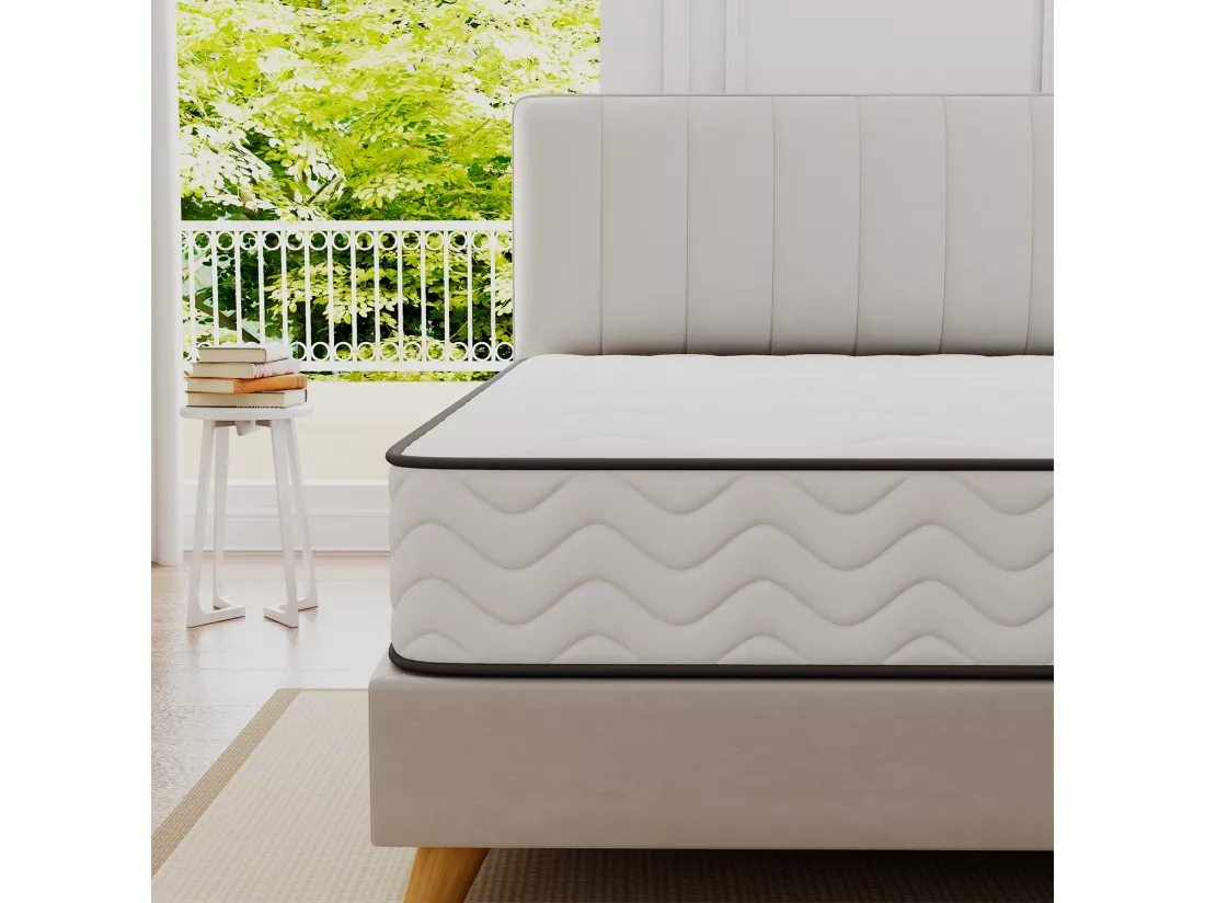 Lot de 2 Matelas 90x190 cm - INRE, Ressorts ensachés, certifié oeko-tex, épaisseur 22cm, 7 zones différenciées