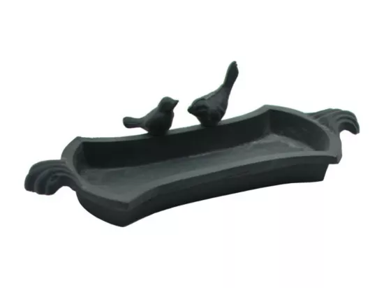Mangeoire à oiseaux abreuvoir jardin fonte grise 30cm
