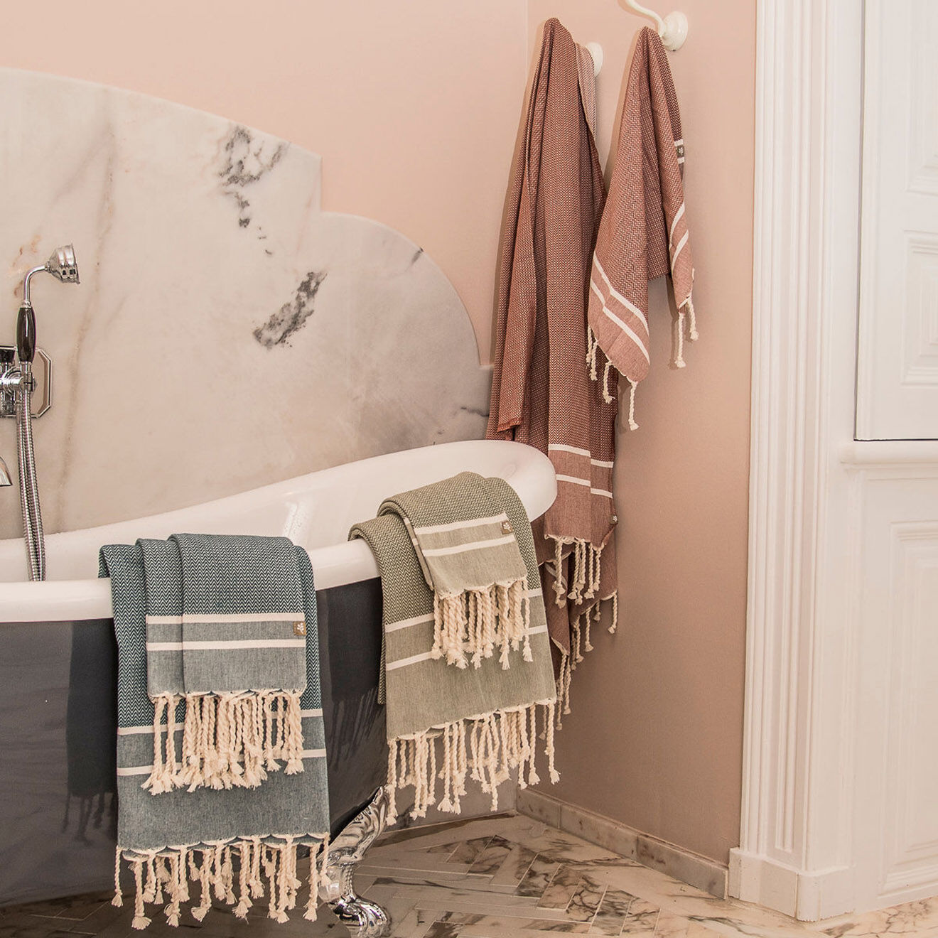 Febronie Set de Salle de Bain Stockholm vert olive - 3 pièces