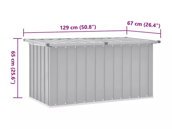 Boîte de rangement de jardin Gris 129x67x65 cm