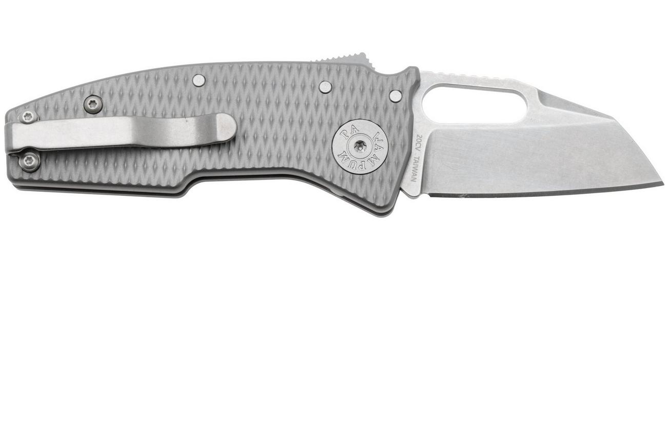 Demko Nano-Shark, NANO-20CV-MILLED TI-SF, Stonewashed CPM 20CV Shark Foot, Milled Titanium zakmes