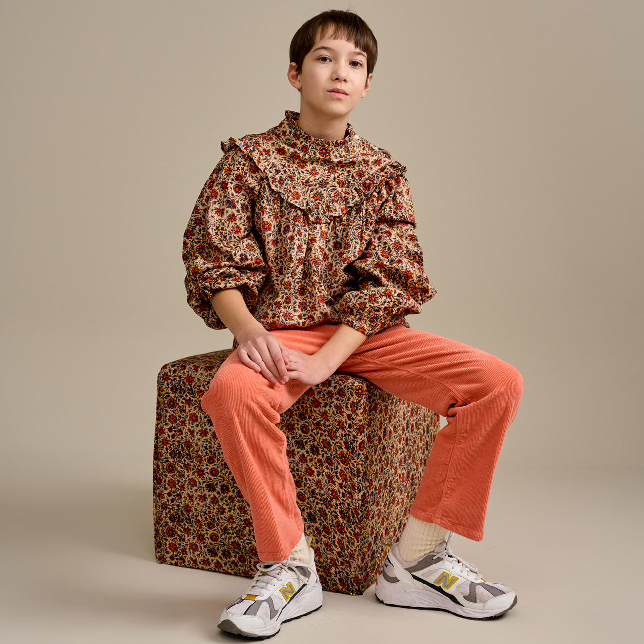 Bellerose Blouse en Coton & Laine Hicons à fleurs beige/orange