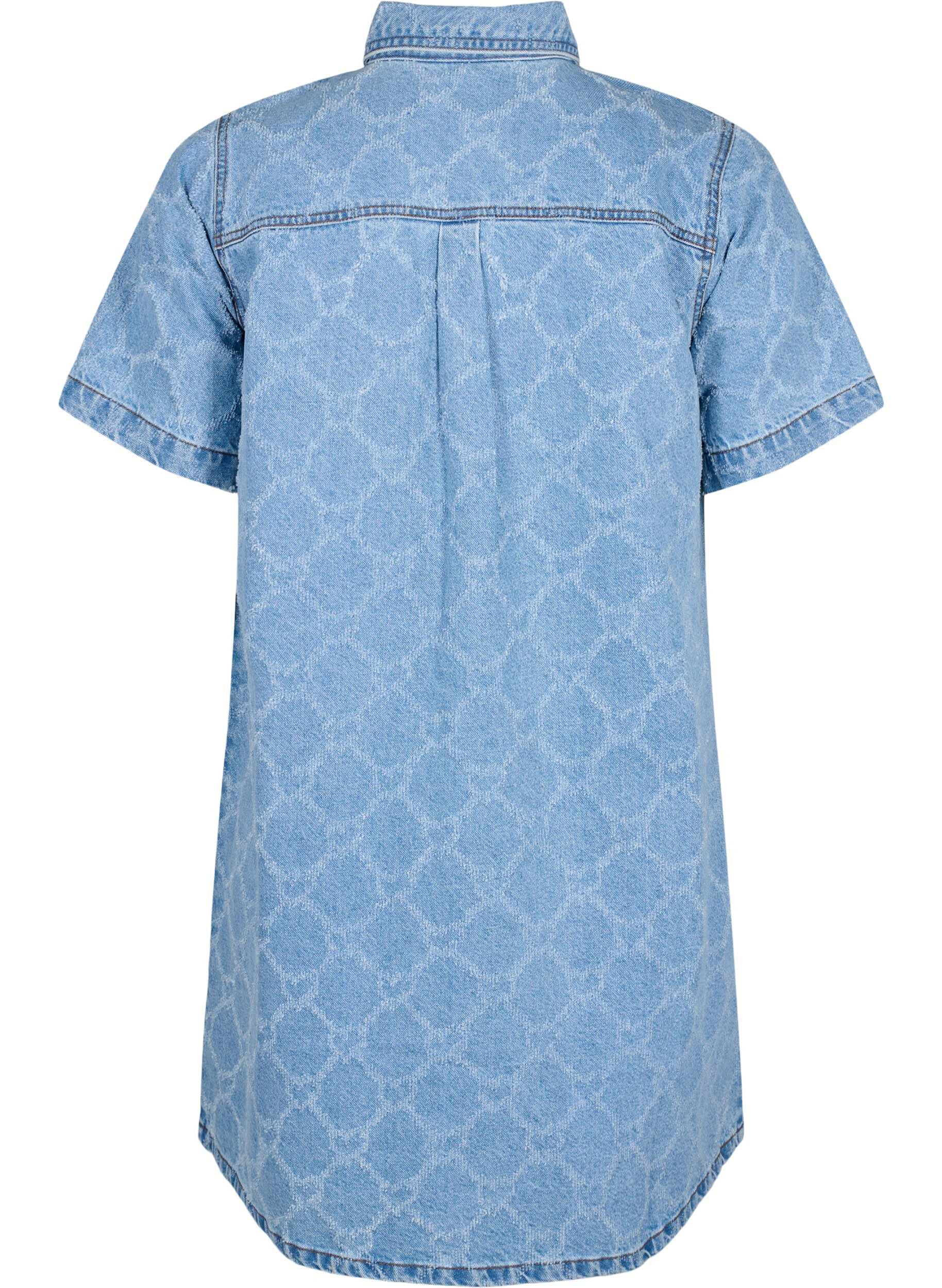 Denimkjole med destroy mønster og korte ærmer