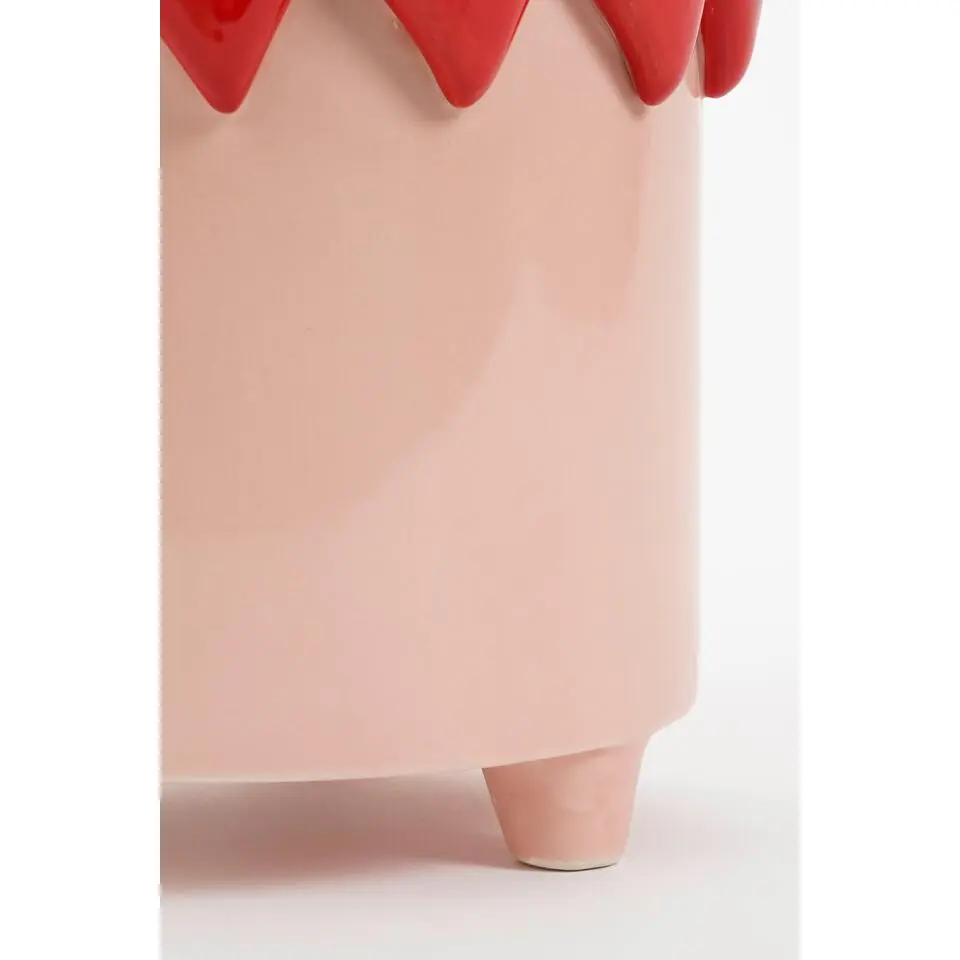 Mica Decorations Bloempot - H18 x Ø21 cm - Dolomiet - Roze, Rood