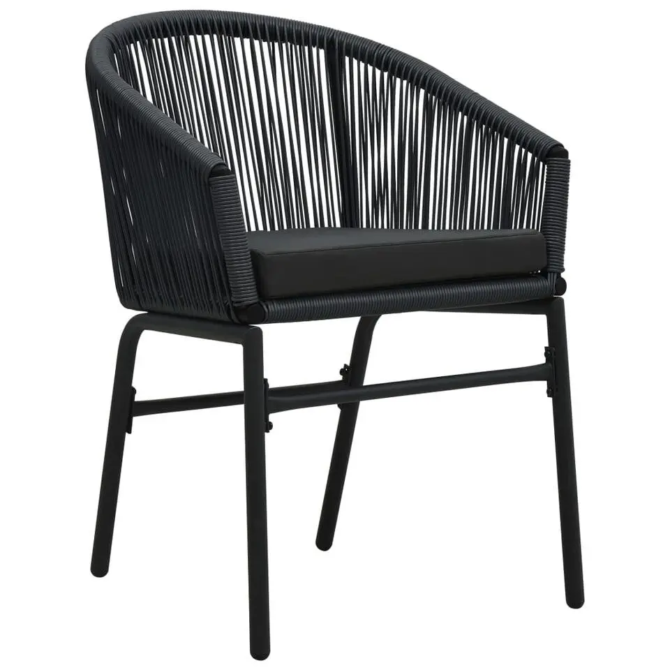 vidaXL - Tuinstoel - Zwart - Polyetheen - 2 stuks
