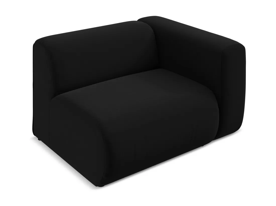 Module avec accoudoirs droit en velours - noir - EKAHI