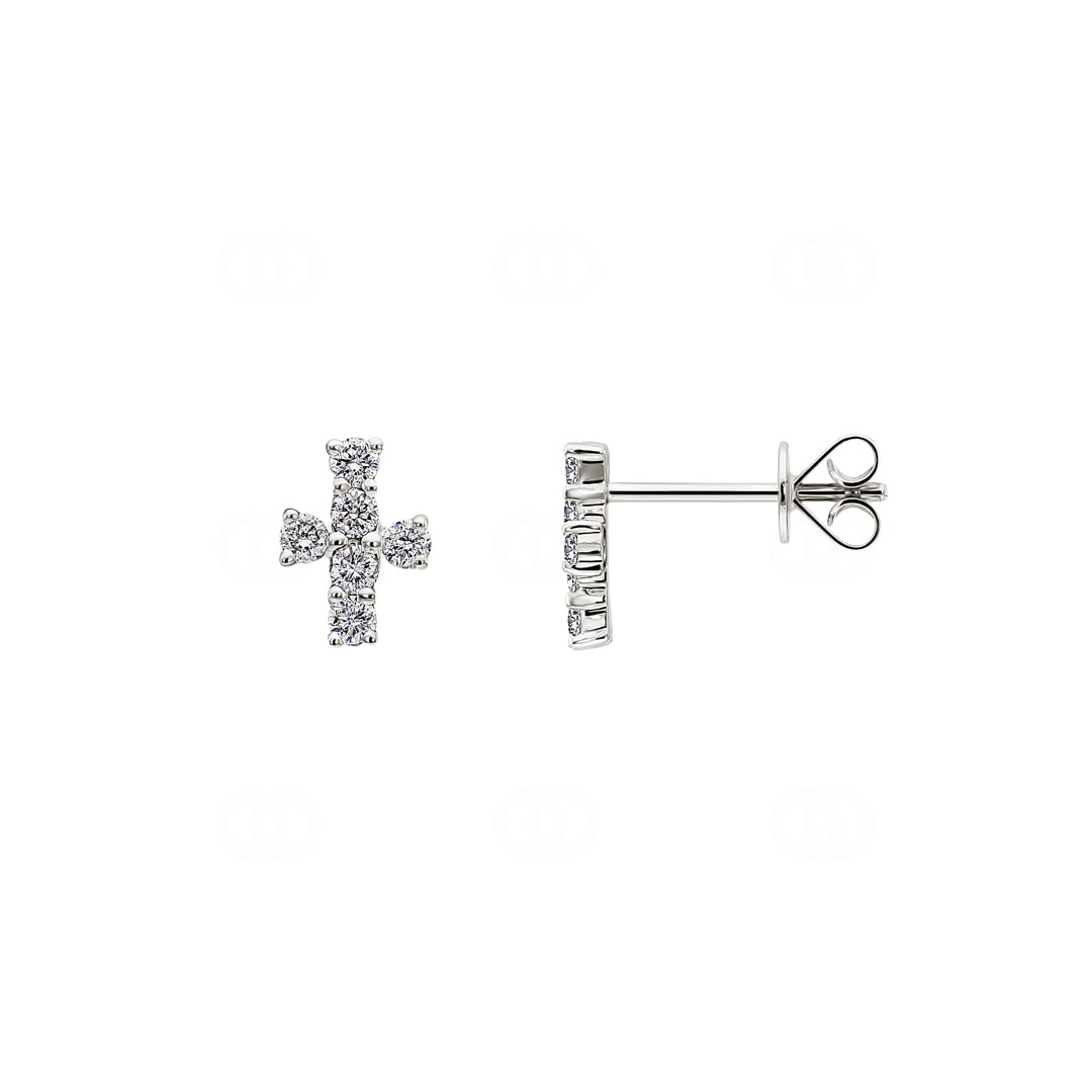 Ohrstecker 750/18 K Weissgold Kreuz mit Diamanten 0.35 ct H/si