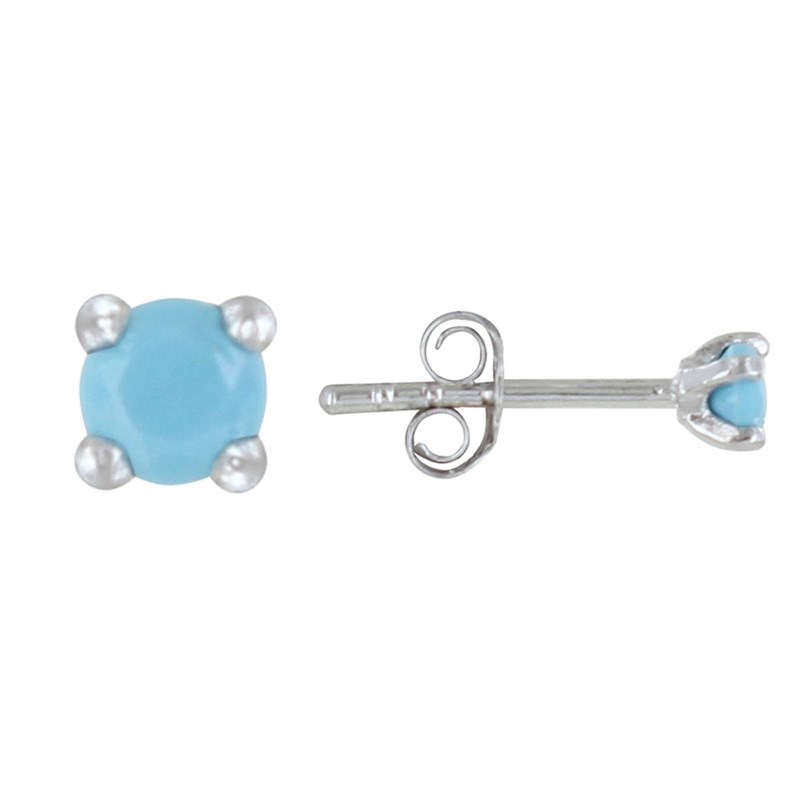 Boucles d'Oreilles Argent Rhodié Clous Perle Turquoise