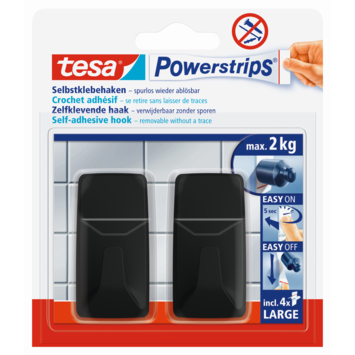 Powerstrips Zelfklevende haken L rechthoekig - draagkracht tot 2 kg - 3 stuks