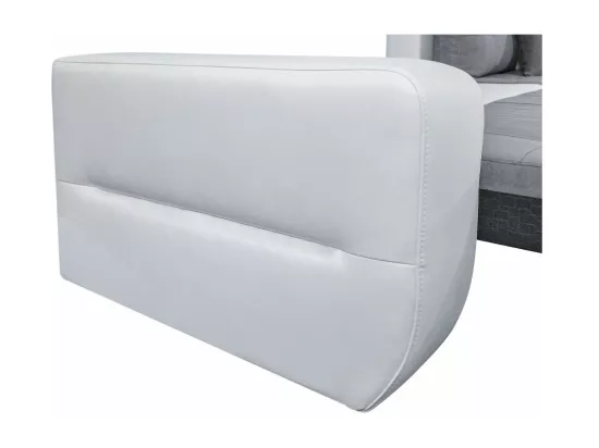 Canapé d'Angle Droit 4 places Suzie Convertible en Simili et Microfibre - Blanc et Gris - L246 x 188 x 80cm - Loungitude