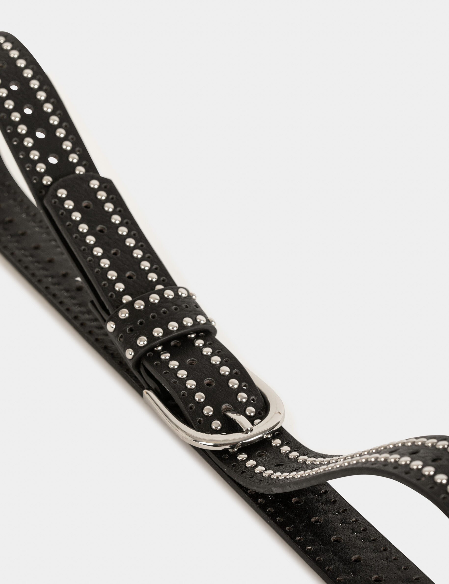 Ceinture avec clous et perforations noir femme - noir