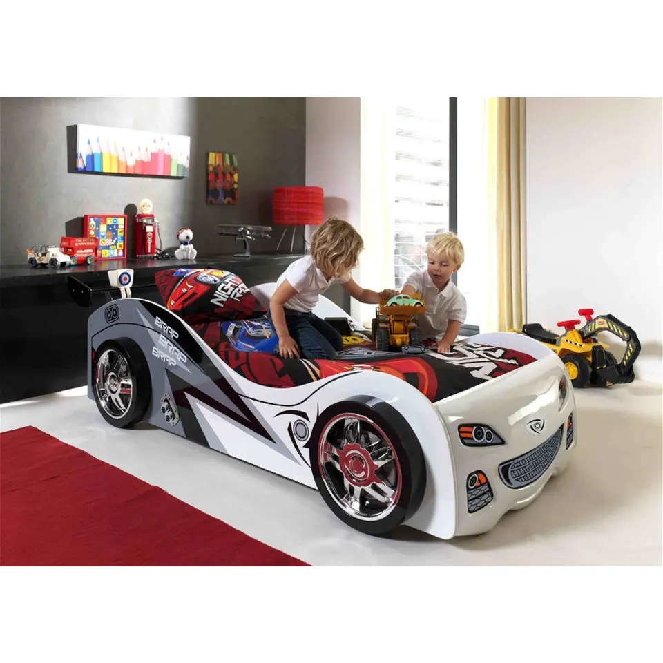 Vipack autobed Brap Brap - wit - 65,2x111x240 cm