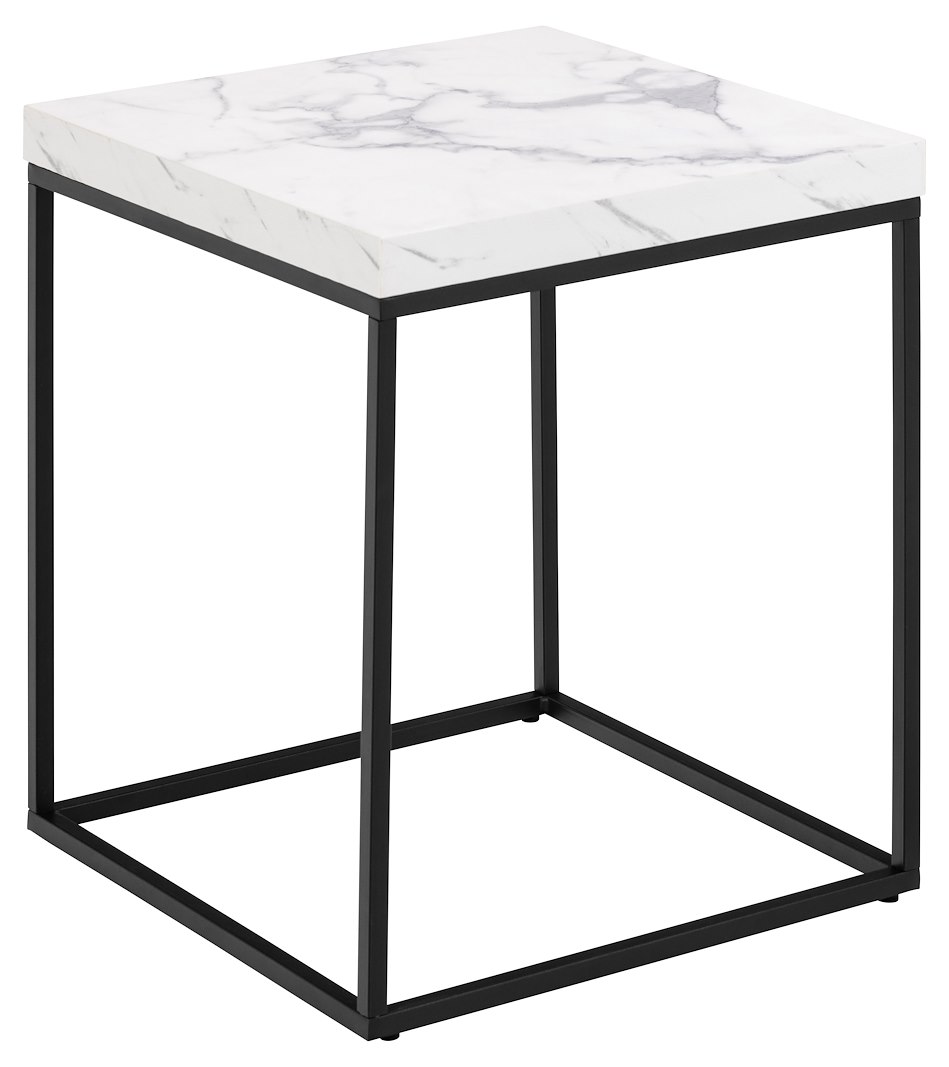Barossa sidebord Hvit Carrara-marmor med sort metallunderstell. 40x40x45cm