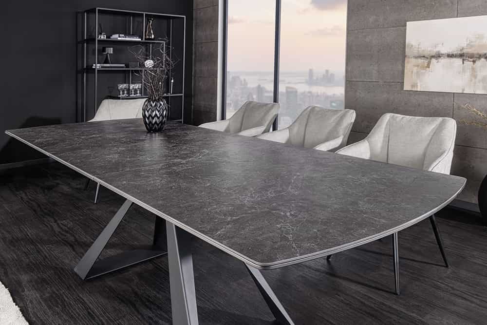 Ausziehbarer Esstisch CONCORD 180-230cm graphit grau Keramik schwarz Metall
