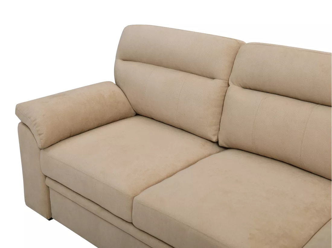 Canapé d'angle gauche convertible en tissu beige ULENIO