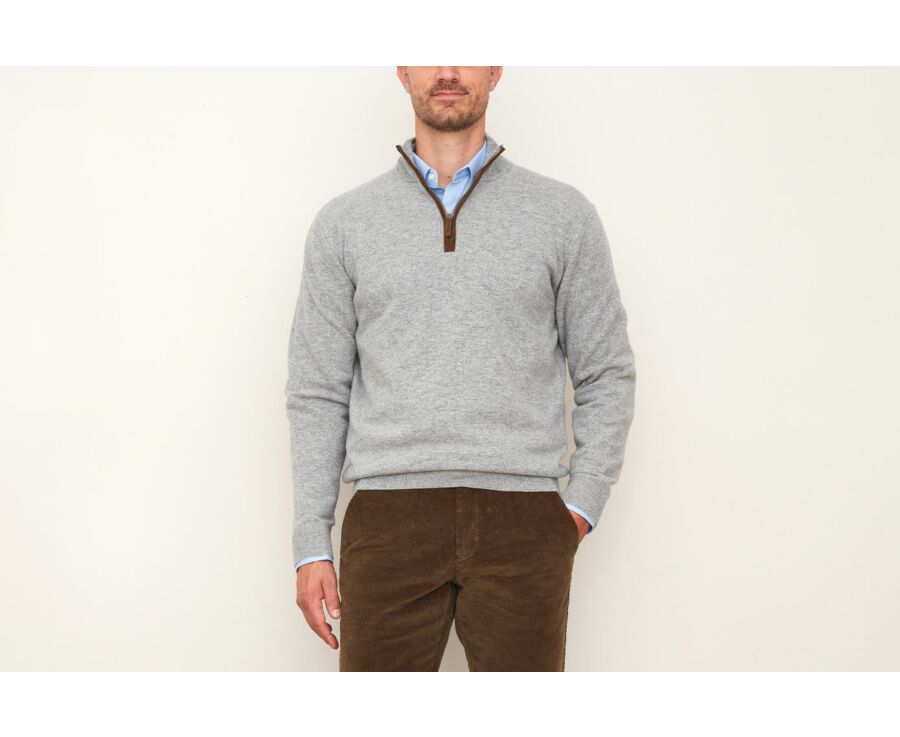 Pull laine col zippé Gris chiné - KEITHY