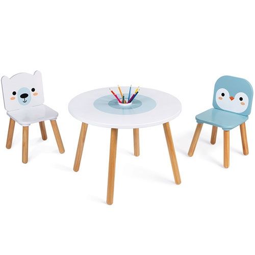 Janod kindertafel en twee stoelen