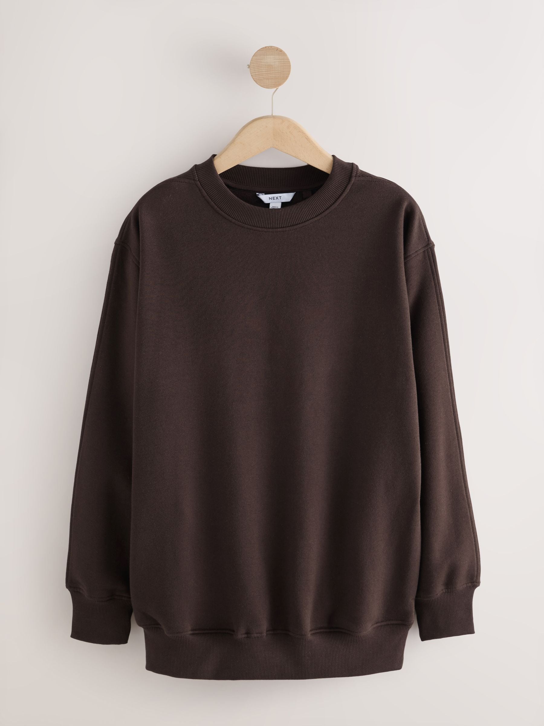 Chocoladebruin - Essentials sweatshirt met relaxte pasvorm, lange snit en zakken