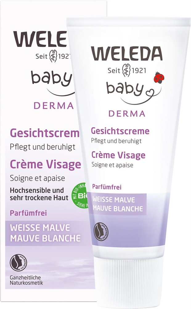 Weleda BABY DERMA Gesichtscreme<br>50 ml, Tube, Creme, weisse Malve