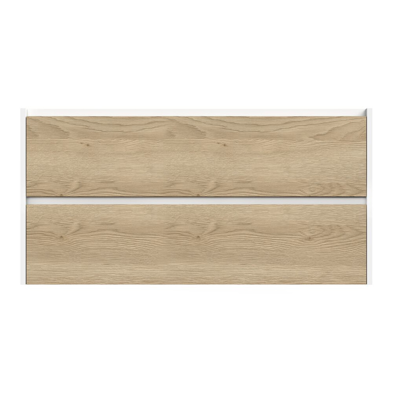 Tiger Reverse Meubelset 120 cm met 2 lades Naturel eik / Mat wit inclusief Quadro wastafel Hoogglans wit