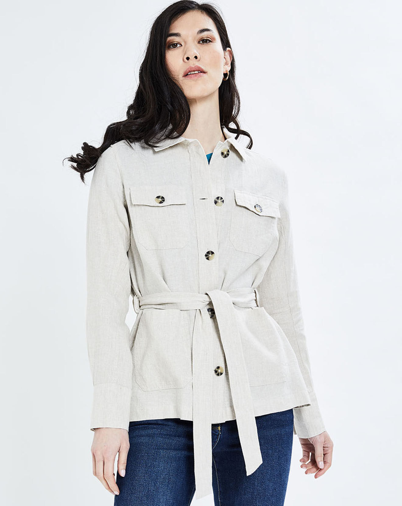 Caroll Veste saharienne 100% Lin Soda B argile