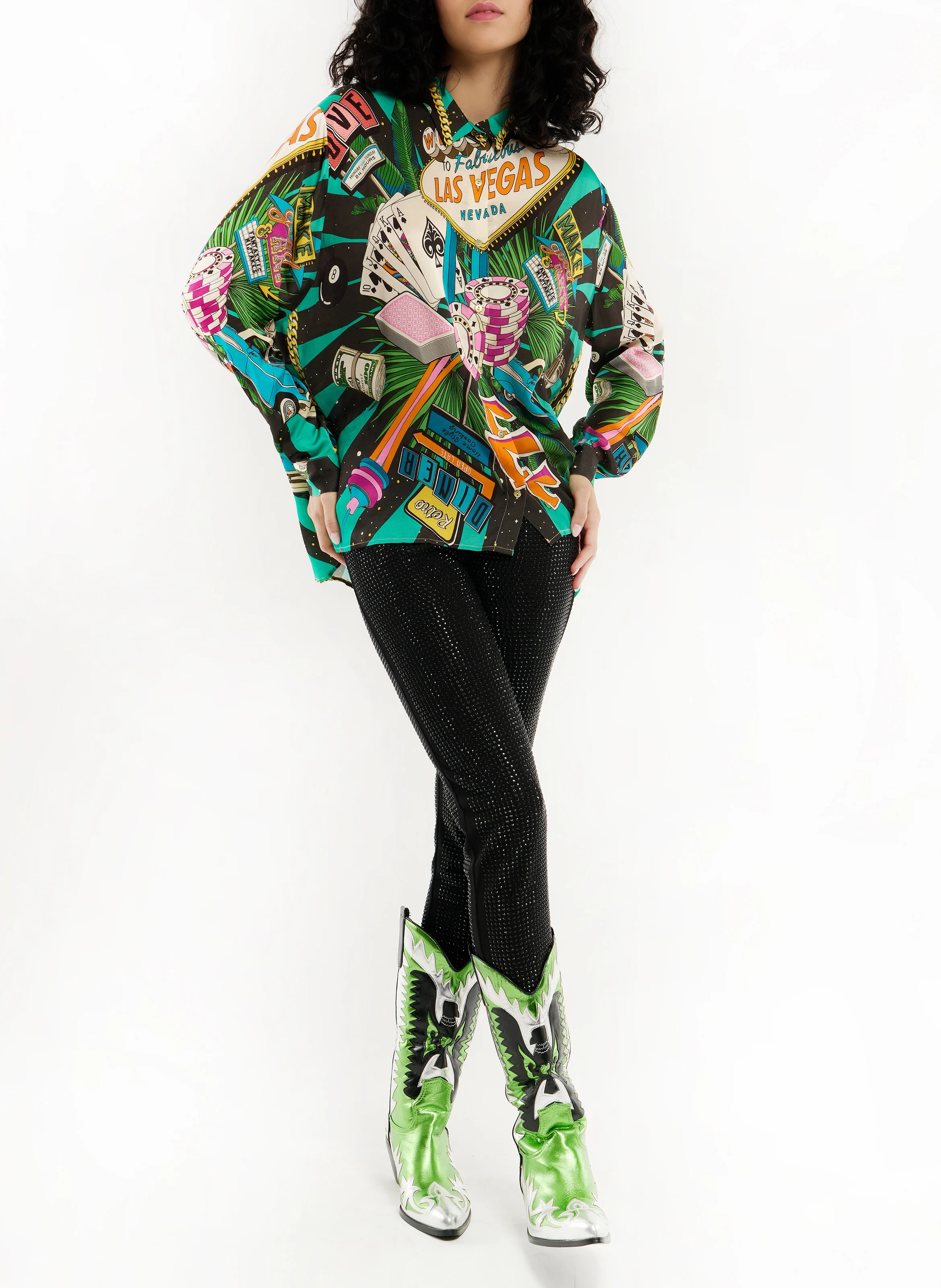 BONAVENTURE VEGAS - Chemise oversize imprimée | Noir