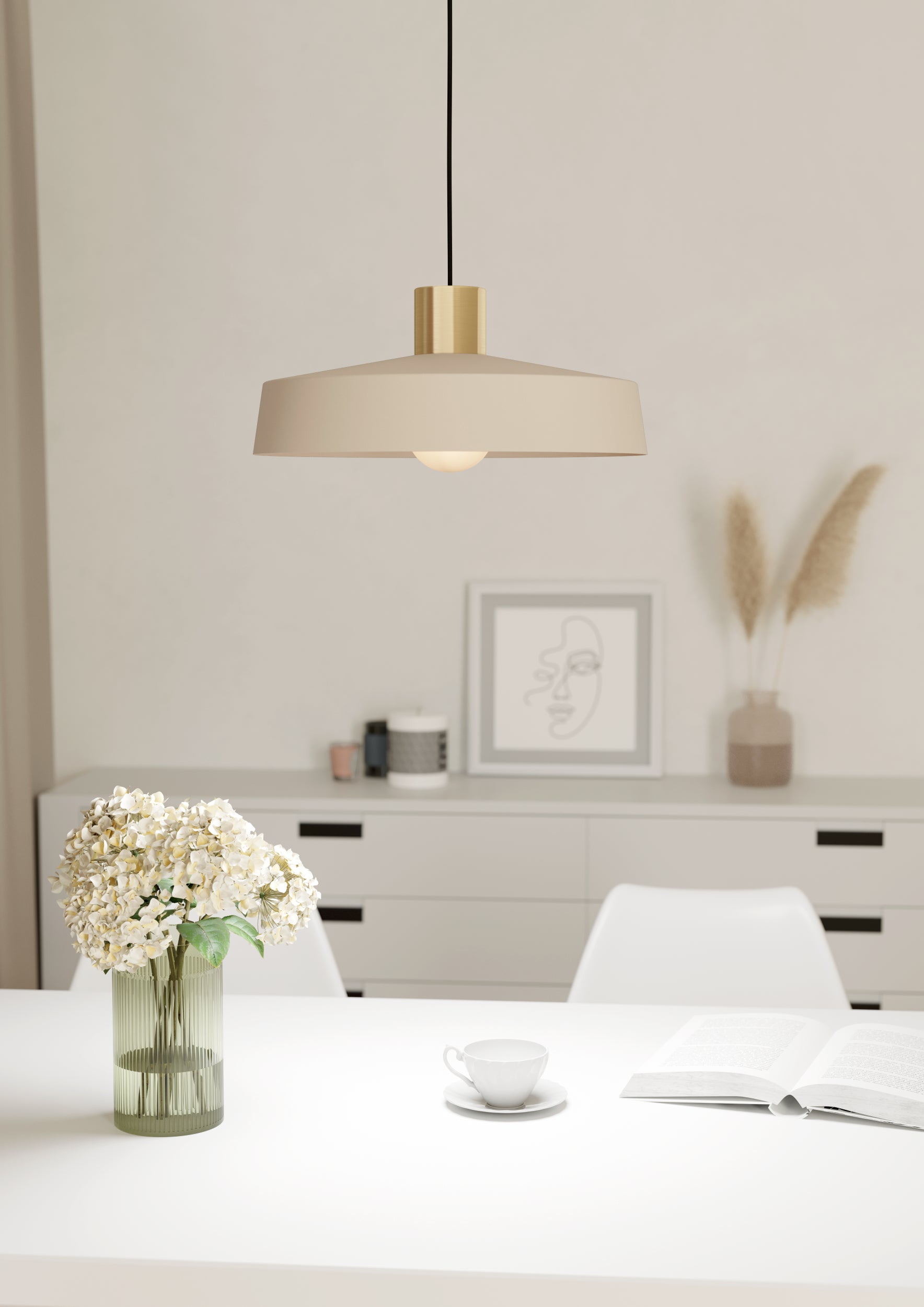 EGLO Valdiola Hanglamp - E27 - Ã 36 cm - Beige|Goud - Staal