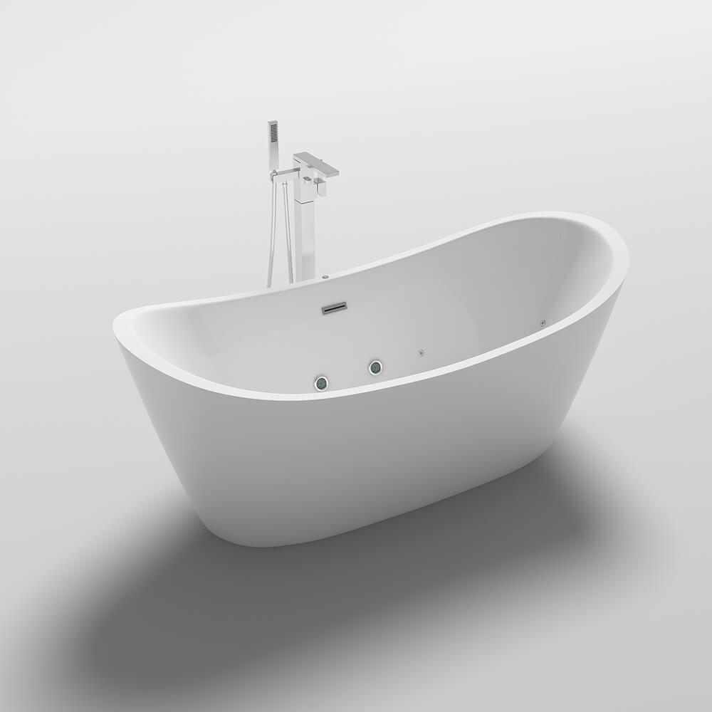 Home Deluxe - vrijstaand bad met whirlpoolfunctie - OVALO PLUS - afmetingen 180 x 90 x 72 cm - incl. complete accessoires | Whirlpoolbad, hottub voor 2 personen