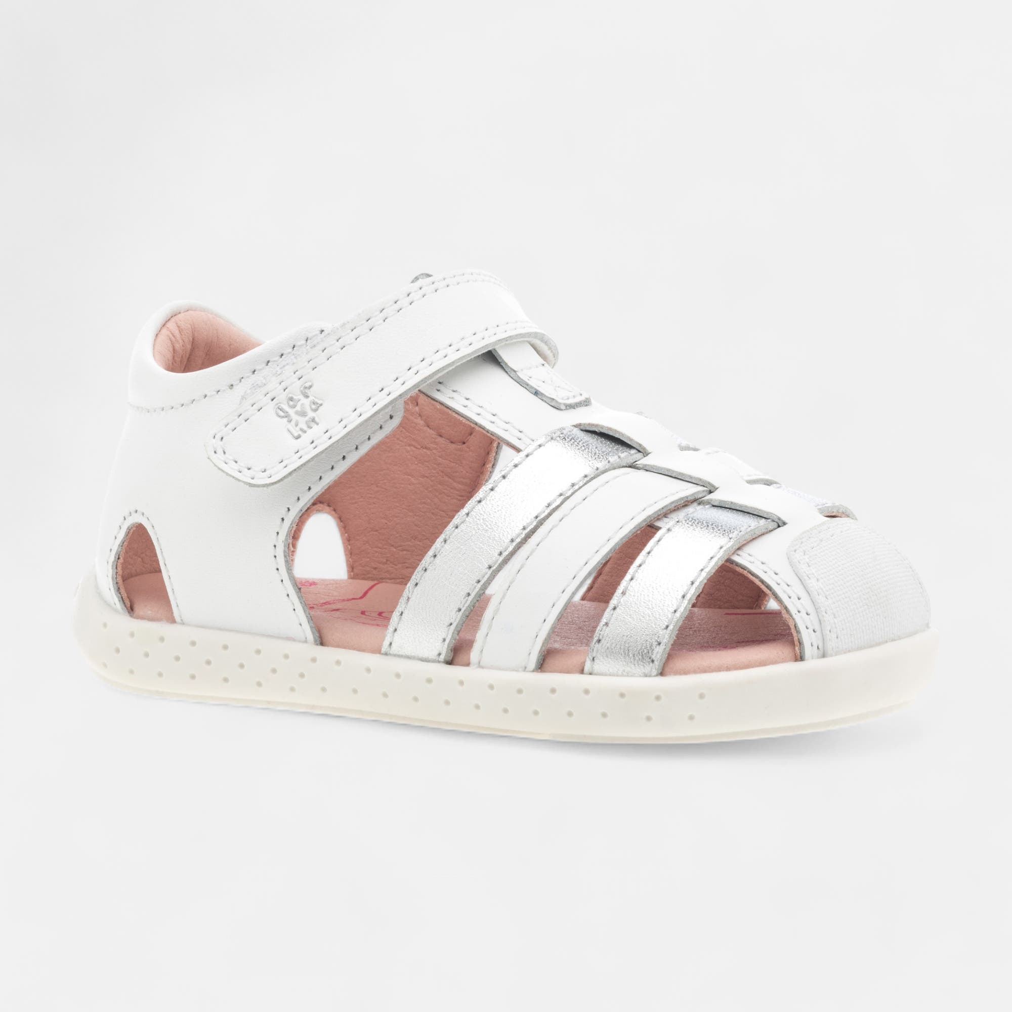 Nu-pieds Bébé fille en cuir blanc