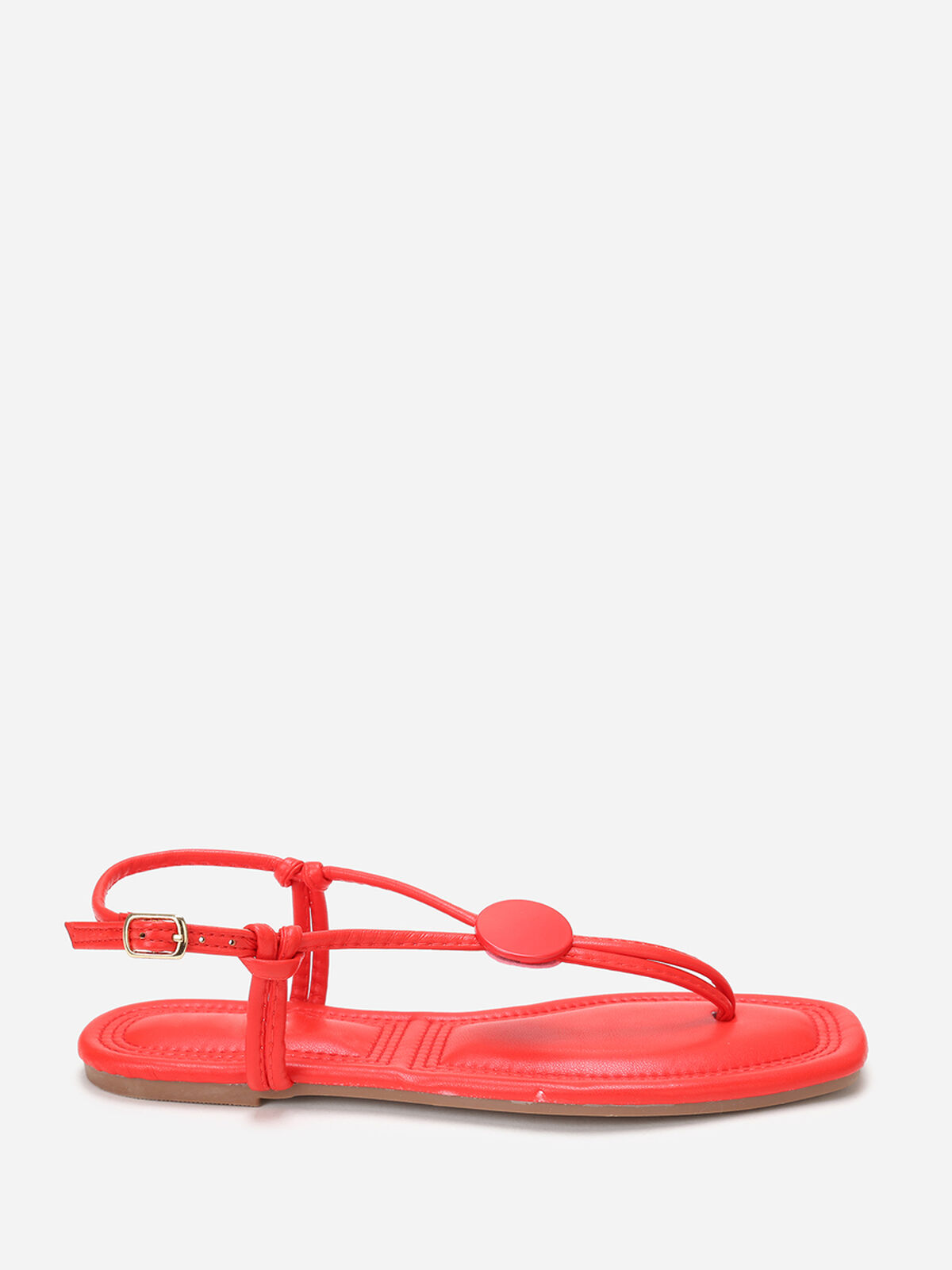 Nu-pieds à empiècement rond- Rouge