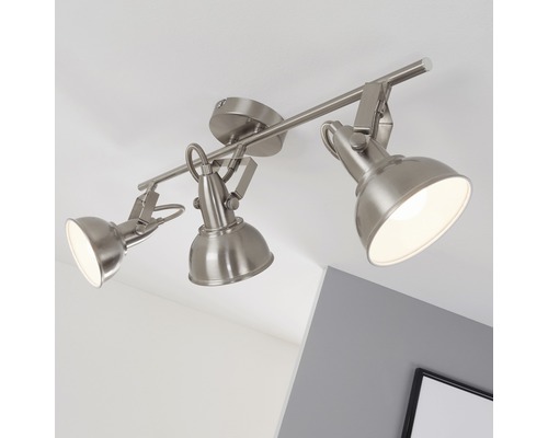3-lichts spot, Ø 55,4 cm, binnenkant wit, buitenkant aluminiumkleurig